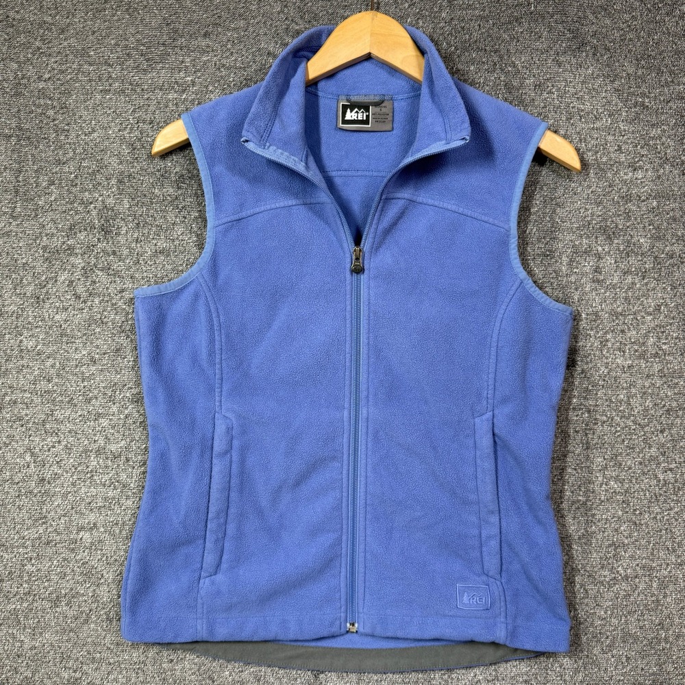 REI Jacket Womens S Blue Fleece Full Zip Vest Sleeveless Size Small